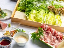 和牛とふじのくに豚を愉しむ　贅沢二種しゃぶしゃぶコース＜伊豆の旬彩と金目鯛釜飯を添えて＞